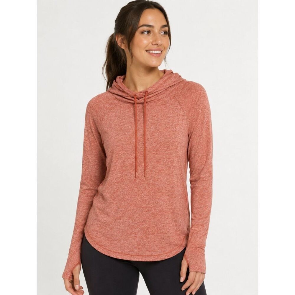 Athleta Uptempo Hoodie Sweatshirt Small Rust Heather Thumbhole Pullover